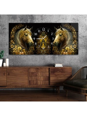 Marpanya Yatay Ortadan Saatli  Sanat ve Doğa Temalı Cam Tablo YSOS069