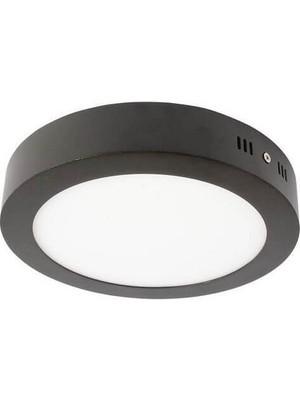 Hightek 18W Siyah Yuvarlak Metal Kasa Beyaz Işık Sıvaüstü LED Panel