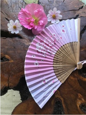 -özel Hediye Kutusu Ile Kaliteli Bambu Mor Ağaç Desenli Şık Japon Yelpaze Lüks Özel Tasarım