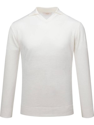 Taş Regular Fit Polo Yaka Yünlü Kazak