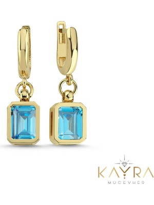 Akuamarin Taşlı Altın Küpe AHK01