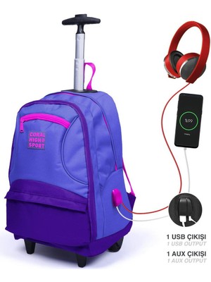 Coral High Sport Çekçek usb-Aux Soketli Mor Sırt Çantası Sms23252