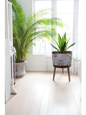 Dekoratif Saksılık | Çiçek Desenli Büyük Boy Ayaklı & Ayaksız Modeller | Kadife Kumaşlı Çiçeklik