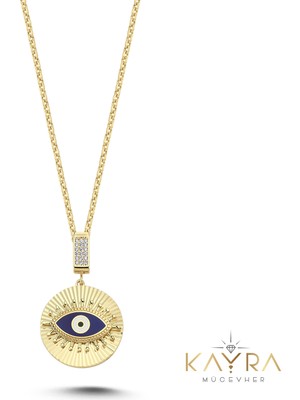 Mineli Nazar Boncuklu Altın Kolye AK439