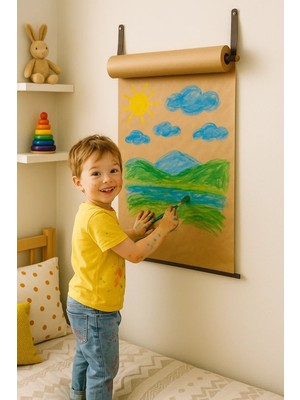 Eslenta Duvara Monte Boya ve Çizim Rulo Aktivite Kraft Kağıt 50x400 cm Kahverengi Ahşap Kapaklı