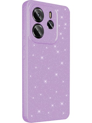 Gpack Xiaomi Redmi Note 14 Uyumlu Kılıf Koton Simli Silikon Arka Kapak Kamera Korumalı Lila