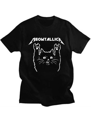 Siyah Meowtallica (Unisex) Kısa Kollu T-Shirt