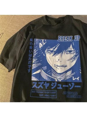 Anime Break Up Siyah (Unisex) T-Shirt