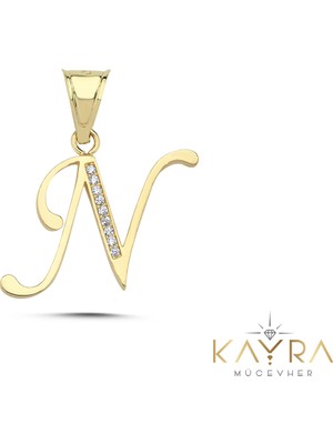 N Harfi Altın Kolye Ucu BM32