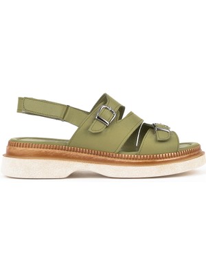 Ziya, Kadın Hakiki Deri Dolgu Topuk Sandalet 1511020Z6122 Yeşil