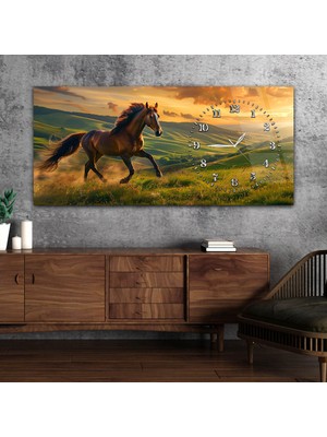 Marpanya Yatay Saatli Yandan Sanat Temalı Cam Tablo YSYS314