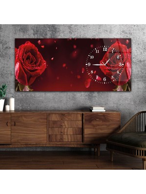 Marpanya Yatay Saatli Yandan Sanat ve Doğa Temalı Cam Tablo YSYS021