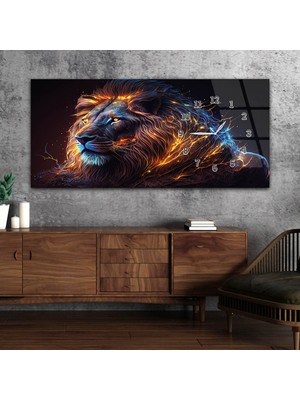 Marpanya Yatay Saatli Yandan Sanat ve Doğa Temalı Cam Tablo YSYS180