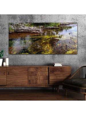 Marpanya Yatay Saatli Yandan Sanat ve Doğa Temalı Cam Tablo YSYS042