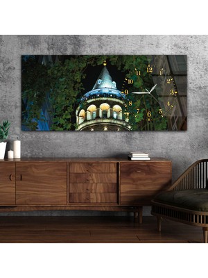 Marpanya Yatay Saatli Yandan Sanat ve Doğa Temalı Cam Tablo YSYS104