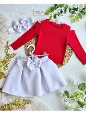 Kırmızı Pileli Etek Takım