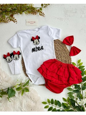 Kırmızı Fırfır Şort Ikili Takım