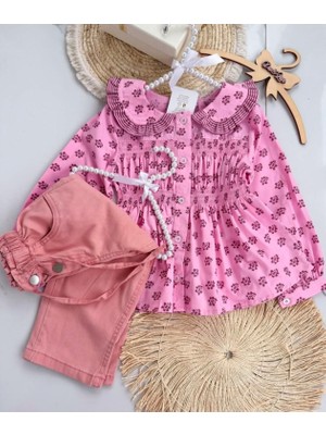 Özşe Moda Prenses Desenli Trikoton Gömlek Pantolon Takım