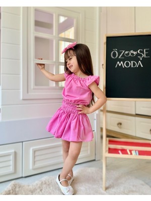 Pembe Ikili Barbie Crop Takım