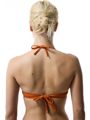 Turuncu Boyundan Bağlamalı Push Up Bikini Üstü