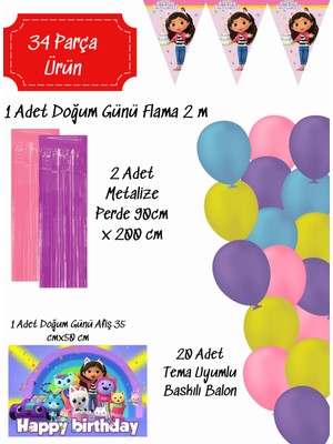 Gaby's Dollhouse Gabbynin Hayal Evi Doğum Günü Parti Süsleri Seti