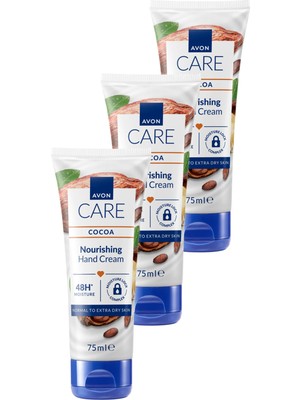 Avon Care Kakao Yağı ve E Vitaminli Yoğun Nemlendirici El Kremi 3×75 ml – Kuru Ciltler İçin Besleyici Bakım