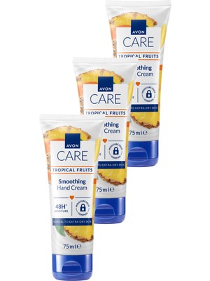 Avon Care Tropical Fruits Ananas, Mango ve Papaya Özlü El Kremi 75 Ml Üçlü Set 48 Saat Nemlendirme