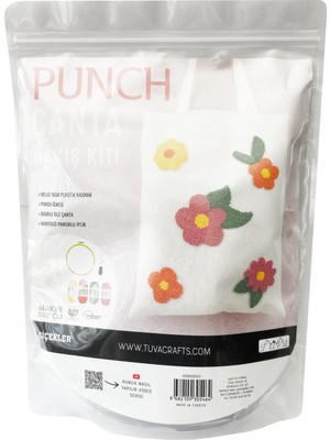 Hello Punch Çanta Nakış Kiti Renkli Çiçekli Punch Yapım Kiti Pnç03
