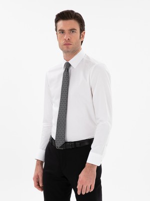 Cacharel Erkek Beyaz Slim Fit Klasik Yaka Basic Gömlek 50304037-VR013