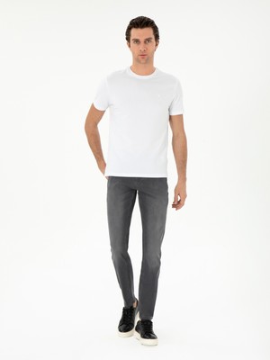 Cacharel Erkek Beyaz Slim Fit Bisiklet Yaka Merserize Basic T-Shirt 50305451-VR013