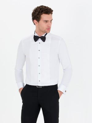 Cacharel Erkek Beyaz Slim Fit Smokin Gömlek 50265358-VR013