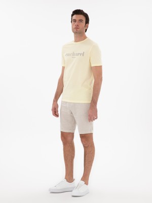 Cacharel Erkek Sarı Regular Fit Bisiklet Yaka Desenli T-Shirt 50301489-VR044