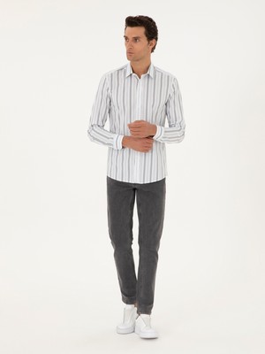 Cacharel Erkek Saks Slim Fit Uzun Kollu Gömlek 50285542-VR032