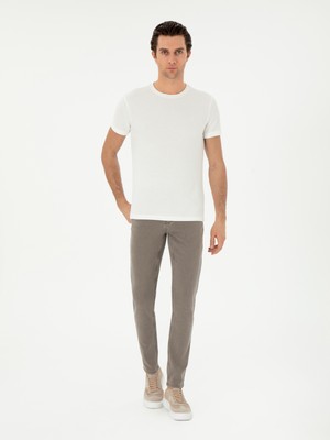 Cacharel Erkek Beyaz Slim Fit Bisiklet Yaka Dokulu T-Shirt 50305097-VR013