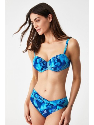 Kom Blaun Çiçek Desenli Straplez Bikini