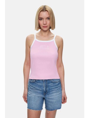 Ucla PALMER Açık Pembe Askılı Nakışlı %100 Pamuk Standard Fit Kadın Crop