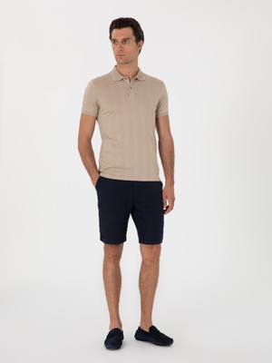 Cacharel Erkek Vizon Slim Fit Desenli Polo Yaka T-Shirt 50300721-VR052