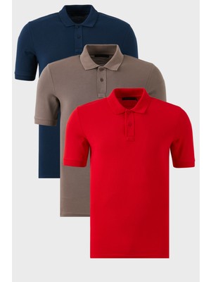 Buratti Pamuklu Regular Fit Düğmeli 3'lü Paket Polo Yaka T Shirt Erkek Polo Yaka T Shirt 5902739S3
