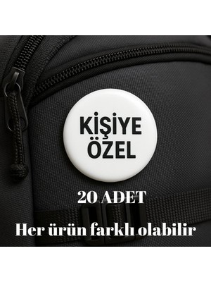 Punky Store Kişiye Özel 44 mm Tasarım Rozet Seti 20 Adet Siyah Renkli Metal Aksesuar
