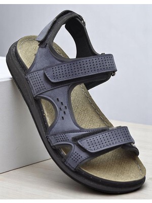 240105 Ortopedik Taban Erkek Sandalet Erkek Cırtlı Sandalet