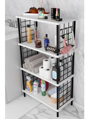 Çevir Kur Kolay Kurulum 4 Katlı Banyo Rafı | Metal Telli Çok Amaçlı Organizer Dolap Stand Raf