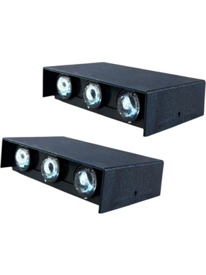 Haiti 2 Adet LED Aplik Çift Yönlü, 12W Iç ve Dış Mekan, Siyah Kasa, 3000 K Günışığı ve Amber