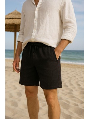 Erkek Cepli Keten Şort – Rahat Kalıp, Hafif Ve Nefes Alabilir Kumaş