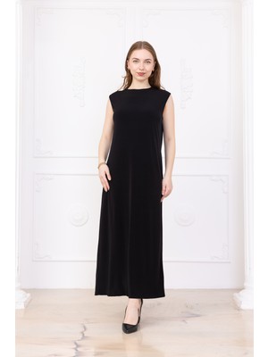Marles Siyah Kadın Sandy Kolsuz Uzun Elbise Astarı Esnek Kumaş ve Şık Model ile Rahat Kullanım