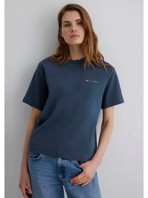 Mavi MV Baskılı İnterlok Lacivert Tişört 1613148-70500