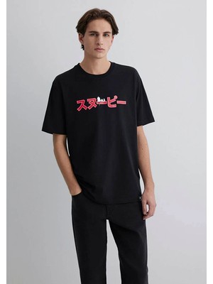 Mavi Peanuts Baskılı Siyah Tişört 0612661-900