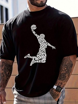 Erkek Basketbol Top Baskılı Oversıze T-Shirt