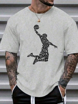 Erkek Basketbol Top Baskılı Oversıze T-Shirt