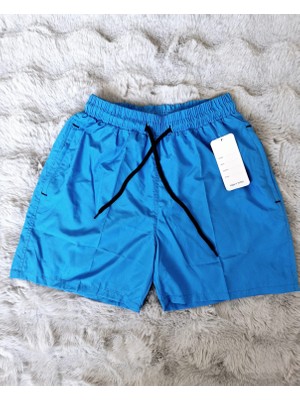 Mavi Renk Paraşüt Kumaş Su Tutmayan Çepli  Yetişkin Erkek Deniz Şortu