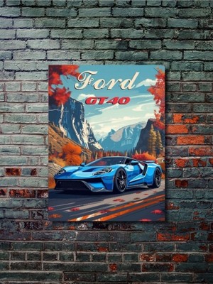 Ford GT40, Eşsiz Tasarım Otomobil Posterleri, Özel Tasarım Kağıt Poster